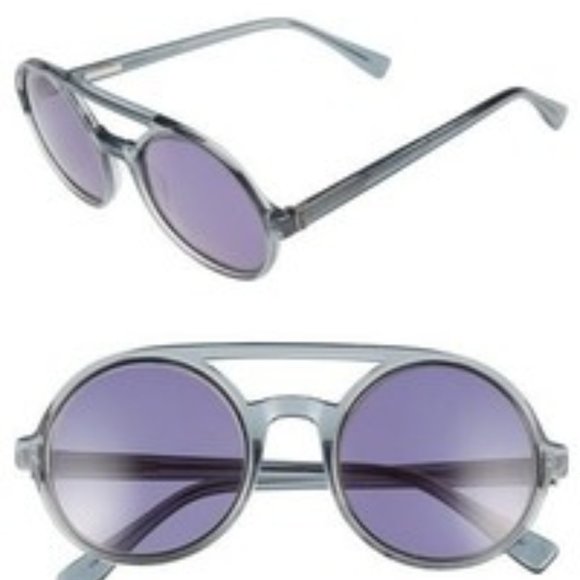 NEW DEREK LAM MORTON ROUND PLASTIC SUNGLASSES, GRAY SMOKE